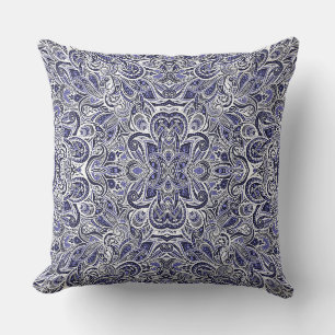 Süße blaue weiße Paisleymuster Design Kissen