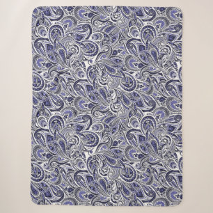 Süße blaue weiße Paisleymuster Design Sherpadecke