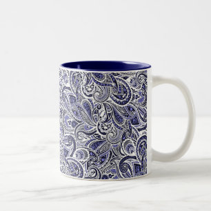 Süße blaue weiße Paisleymuster Design Zweifarbige Tasse