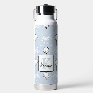 Süße blaue weiße Schleife Golf Muster Monogramm Trinkflasche