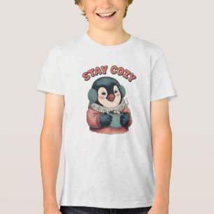 Süße Bleib Kuschelig Pinguin Trinkt Heiße Schokola Tri-Blend Shirt