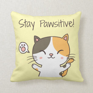 Süße Bleib Pawsitiv Kitty Katzen Zimmer Dekoration Kissen