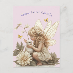 Süße blonde Feen-Osterhase-Schmetterlinge Postkarte