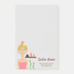 Süße blonde Spa-Frau Illustration Spa Geschäft Post-it Klebezettel