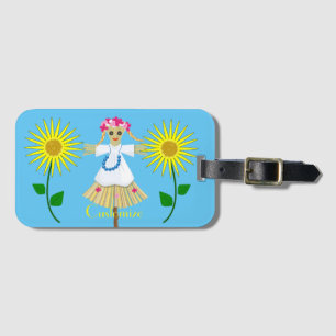 Süße blonde Zöpfe Vogelscheuche Gepäckanhänger