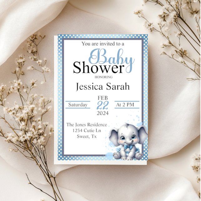 Süsse Blue Elephant - Little Peanut Einladung (Von Creator hochgeladen)