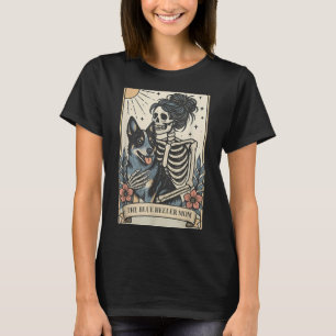 Süße Blue Heeler Hundemutter Tarotkarte Skelett Ma T-Shirt