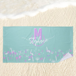 Süße Blume mit Monogramm Strandtuch