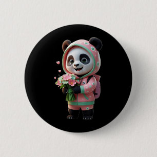 Süße Blume mit Panda Fanny Unisex-Design für Männe Button