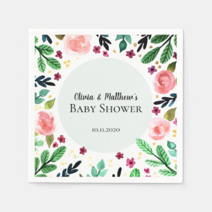 Süße Blumen-Aquarell-Blumen-Baby-Party für Mädchen Serviette