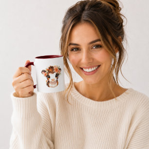 Süße Blumen-Baby-Hochlandkuh-Tasse Kawaii-Kuh-Ka Tasse