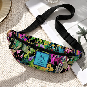 Süße Blumen Blätter farbenfrohes Monogramm-Muster Bauchtasche