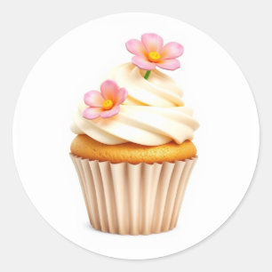 Süße Blumen Cupcake Aufkleber