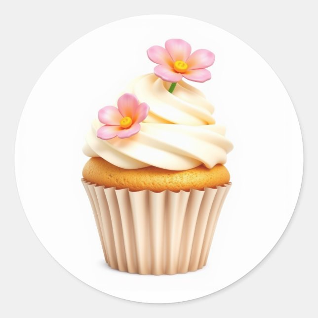Süße Blumen Cupcake Aufkleber (Vorderseite)