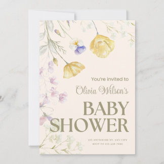 Süße Blumen-Einladung zur Babyparty Mitteilungskarte