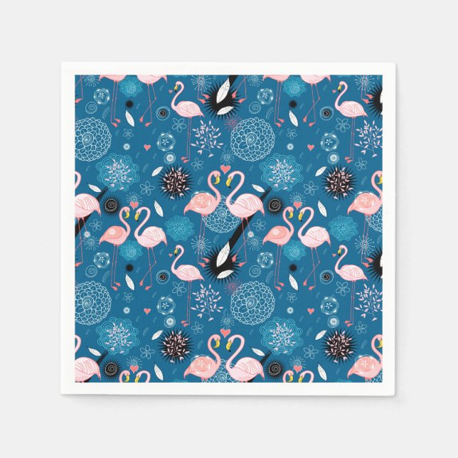 Süße Blumen Flamingos Muster Serviette (Vorderseite)