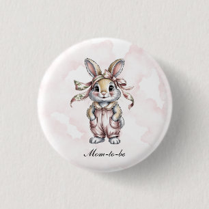 Süße Blumen-Häschen-Girl-Baby-Shower-Mama-in-spe Button