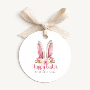 Süße Blumen-Hasenohren Frohe Ostern Geschenkanhänger