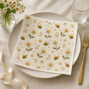 Süße Blumen-Hummel-Gartenparty-Einwegartikel Serviette