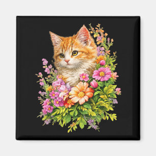 Süße Blumen-Kätzchen-Garten-Blumen-Katzen-Geschenk Magnet