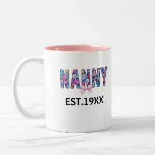 Süße Blumen-Nanny-Tasse Personalisiertes Oma-Gesch Zweifarbige Tasse