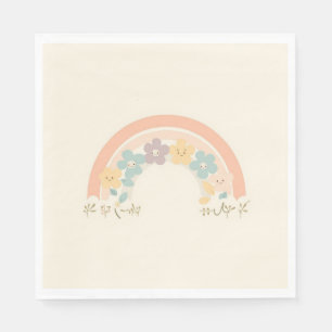 Süße Blumen-Regenbogen-Lächeln-Pastell-Partyservie Serviette