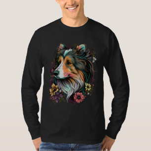 Süße Blumen Sheltie Sommer Blumen Shetland Sheepdo T-Shirt