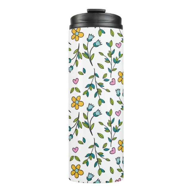 Süße Blumen und Herzen Lichtmuster Thermosbecher (Vorderseite)