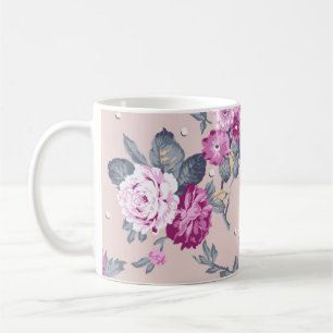 süße Blumendesign-Textilillustrationskunst, Muster Kaffeetasse