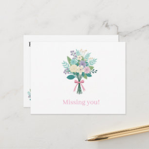 Süße Blumenpostkarte Vermisse dich! Postkarte