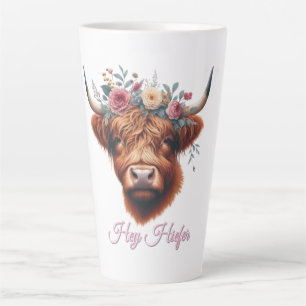 Süße, blumige Frühlings-Hochlandkuh Milchtasse