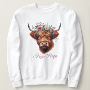 Süße, blumige Frühlings-Hochlandkuh Sweatshirt