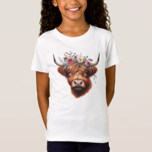 Süße, blumige Frühlings-Hochlandkuh T-Shirt