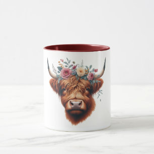 Süße, blumige Frühlings-Hochlandkuh Tasse