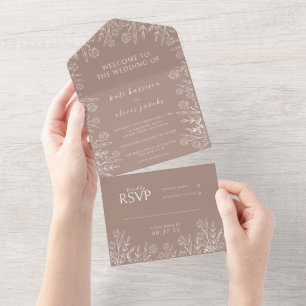 Süße Blumige Staubige Rosenhochzeit  All In One Einladung