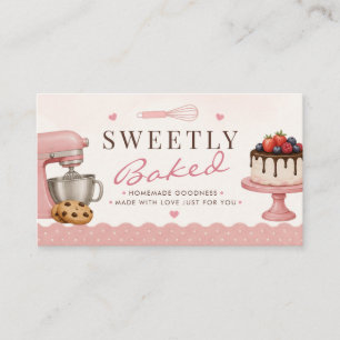 Süße Blush-Pink-Heimbäckerei-QR-Code-Visitenkarte Visitenkarte