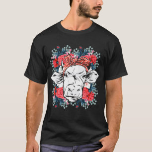 Süße Bogen-Farmtier-Frauen Mädchen Kinder Kuh T-Shirt
