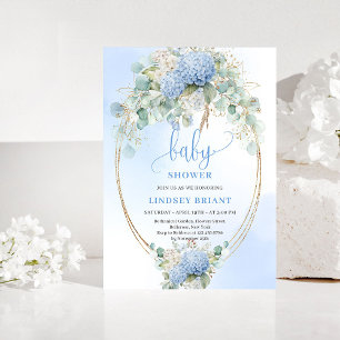 Süße Bohemian Blaue Florale Babyparty-Einladung Einladung