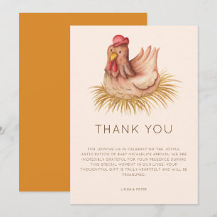 Süße Boho-Aquarell-Hühner-Baby-Party Dankeskarte