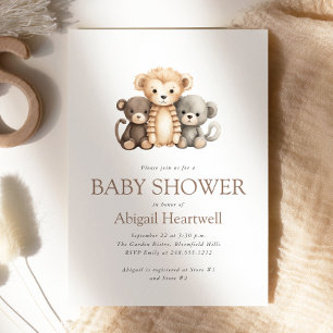 Süße Boho-Aquarell-Stoffaffen-Baby-Shower Einladung