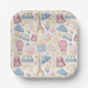 Süße Boho-Baby-Party Pappteller