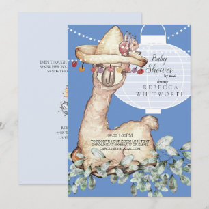 Süße Boho Blaue Lampion Baby Shower per Post Einladung