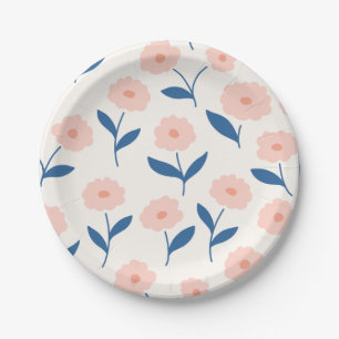 Süße Boho-Chic-Rosa-Blumenmuster  Pappteller