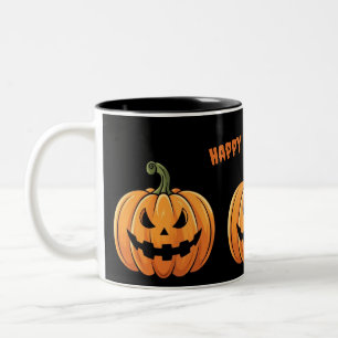 Süße Boho-Grüsel-Kürbisse Schwarz Frohes Halloween Zweifarbige Tasse