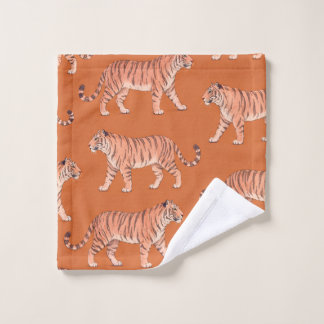 Süße Boho Orange und Pink Tiger Kunst Muster Bad T Badhandtuch Set