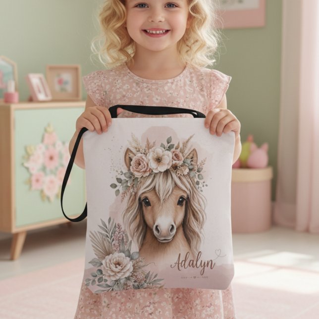 Süße Boho-Pferd Personalisierter Name für Mädchen  Tasche (Von Creator hochgeladen)