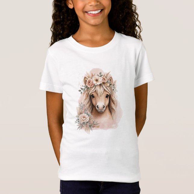 Süße Boho-Pferde Mädchen  T-Shirt (Vorderseite)