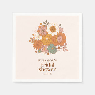 Süße Boho-Retro-Floral-Brautjunggesellinnenparty m Serviette