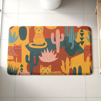 Süße Boho-Wüstenkatzen Kaktus Sukkulenten Muster Badematte
