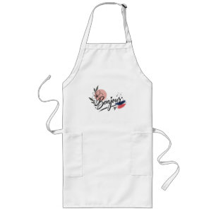 Süße Bonjour-Floral-Typografie Damen Lange Schürze